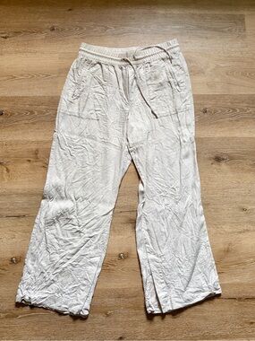 Athleta Cream Wide-Leg Drawstring Lounge Pants